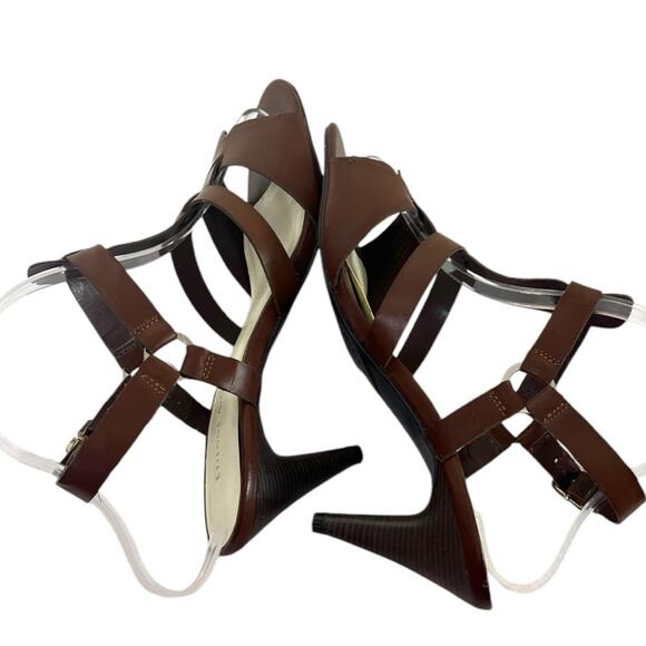 Etienne Aigner 3” Heel Strappy Open Toe Sling Back Dressy Sandal Brown Size 7M - Picture 5 of 10